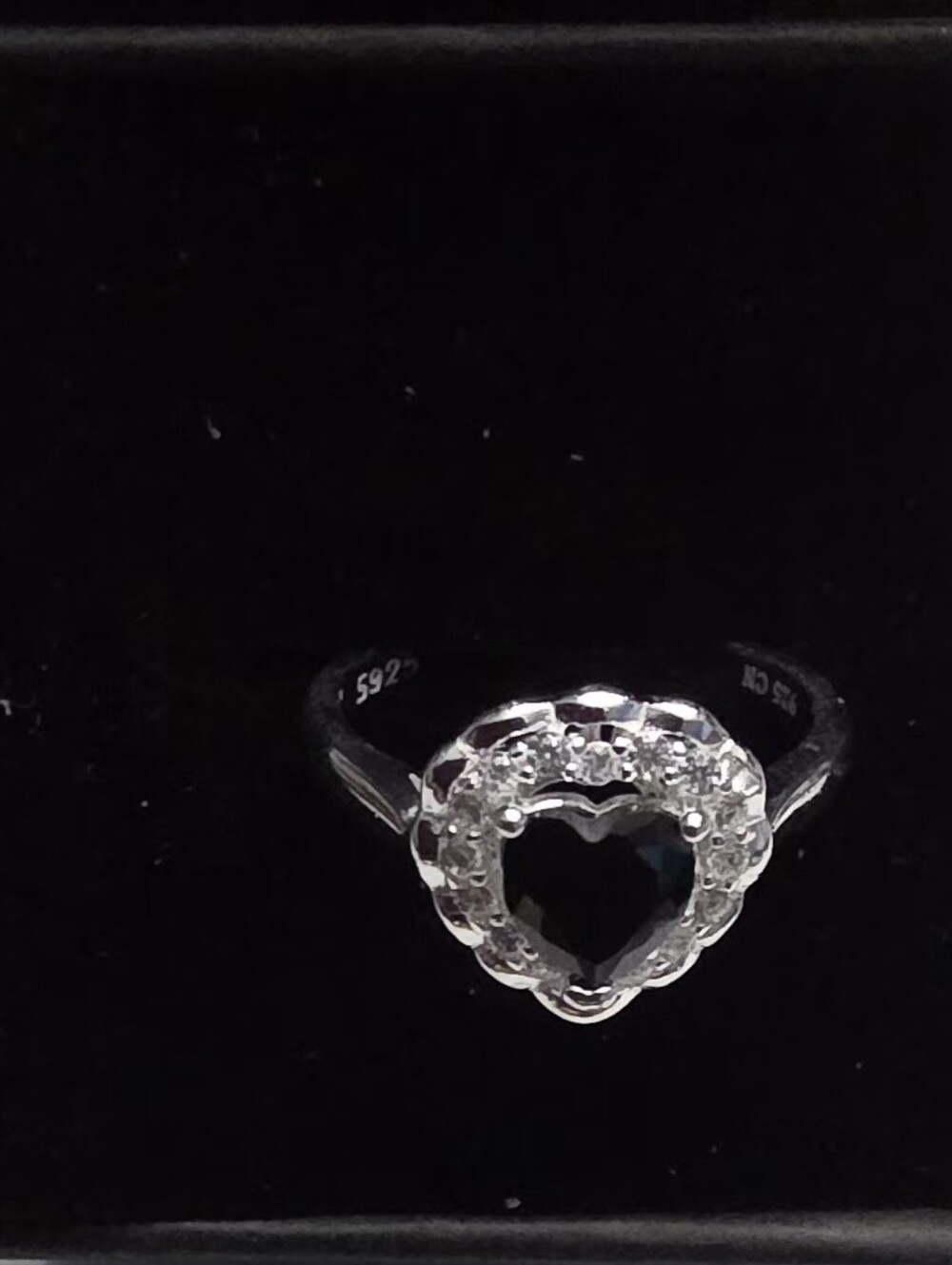 Sterling Silver Black Stone Halo Ring - Elegant Women's Jewelry
